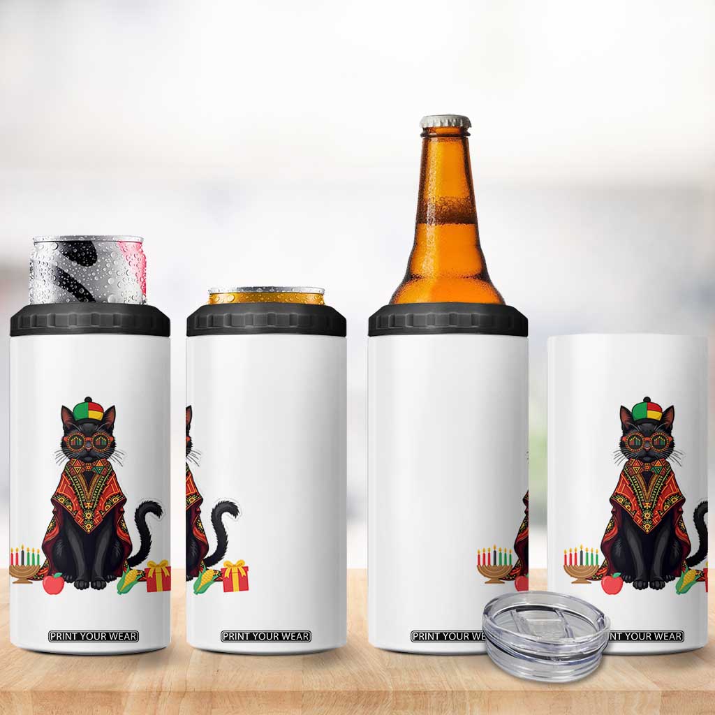 Cute Kwanzaa Cat Dashiki 4 in 1 Can Cooler Tumbler African Heritage Gift TS12 Print Your Wear