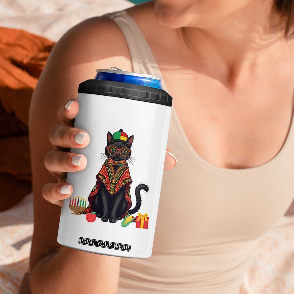 Cute Kwanzaa Cat Dashiki 4 in 1 Can Cooler Tumbler African Heritage Gift TS12 Print Your Wear