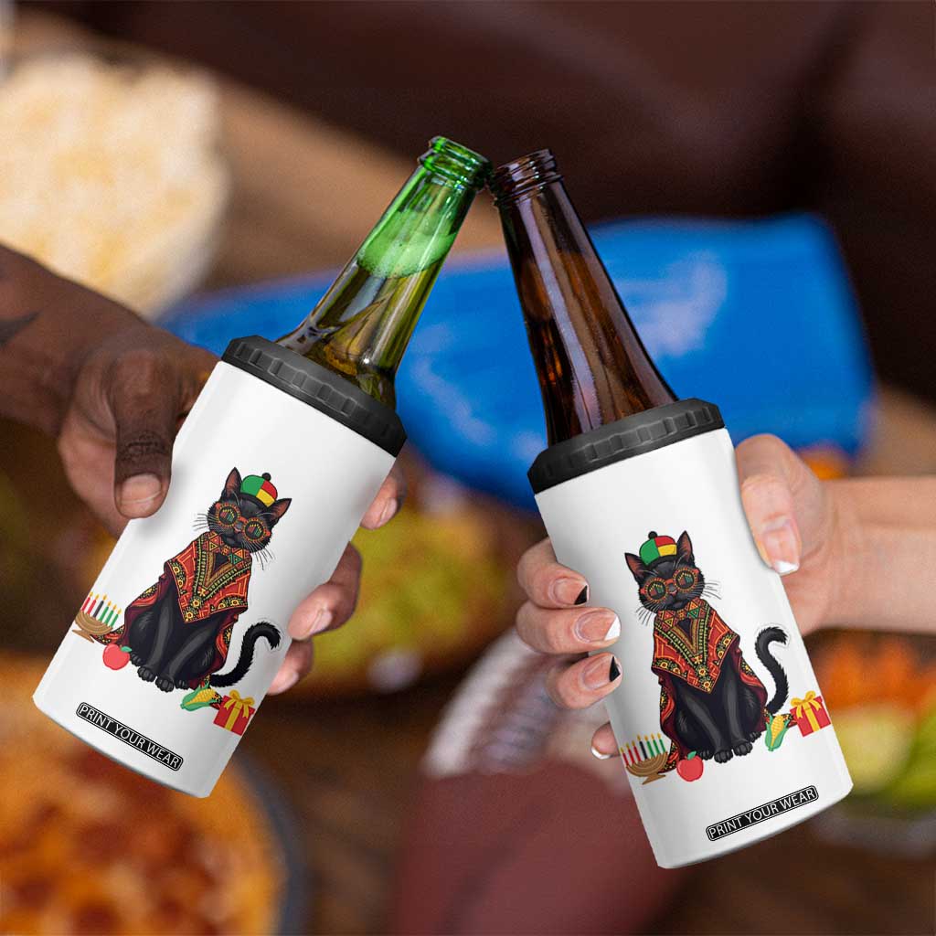 Cute Kwanzaa Cat Dashiki 4 in 1 Can Cooler Tumbler African Heritage Gift TS12 Print Your Wear