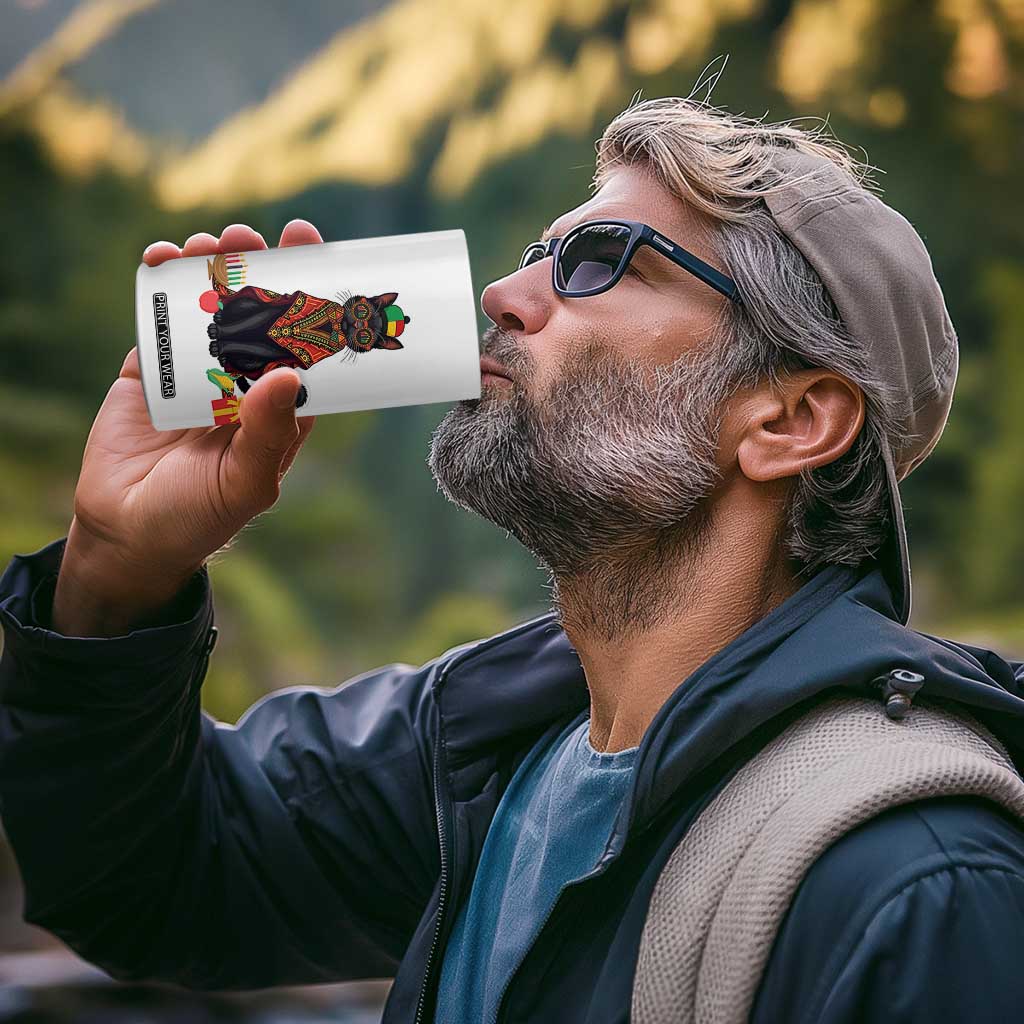 Cute Kwanzaa Cat Dashiki 4 in 1 Can Cooler Tumbler African Heritage Gift TS12 Print Your Wear