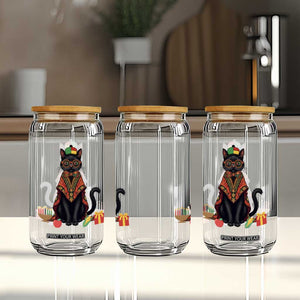 Cute Kwanzaa Cat Dashiki Glass Can African Heritage Gift TS12 Print Your Wear