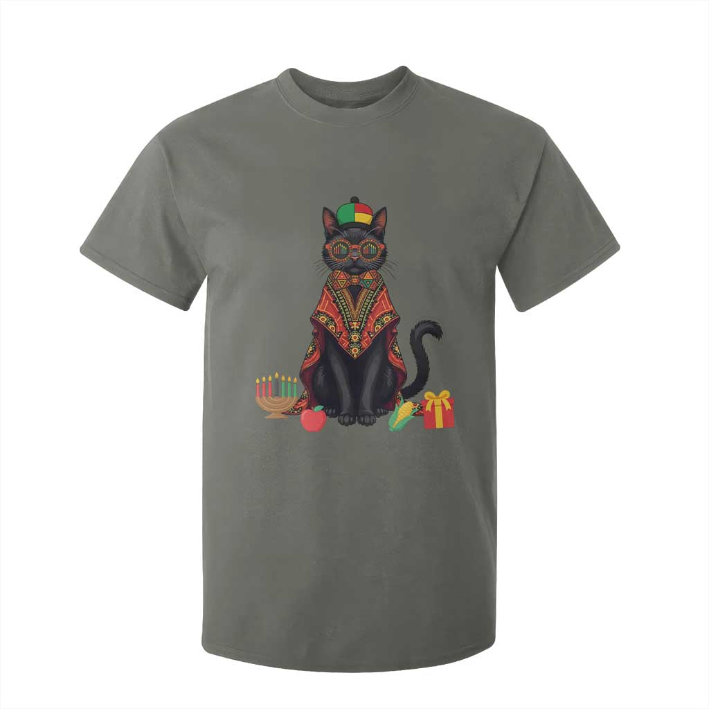 Cute Kwanzaa Cat Dashiki T Shirt For Kid African Heritage Gift TS12 Military Green Print Your Wear