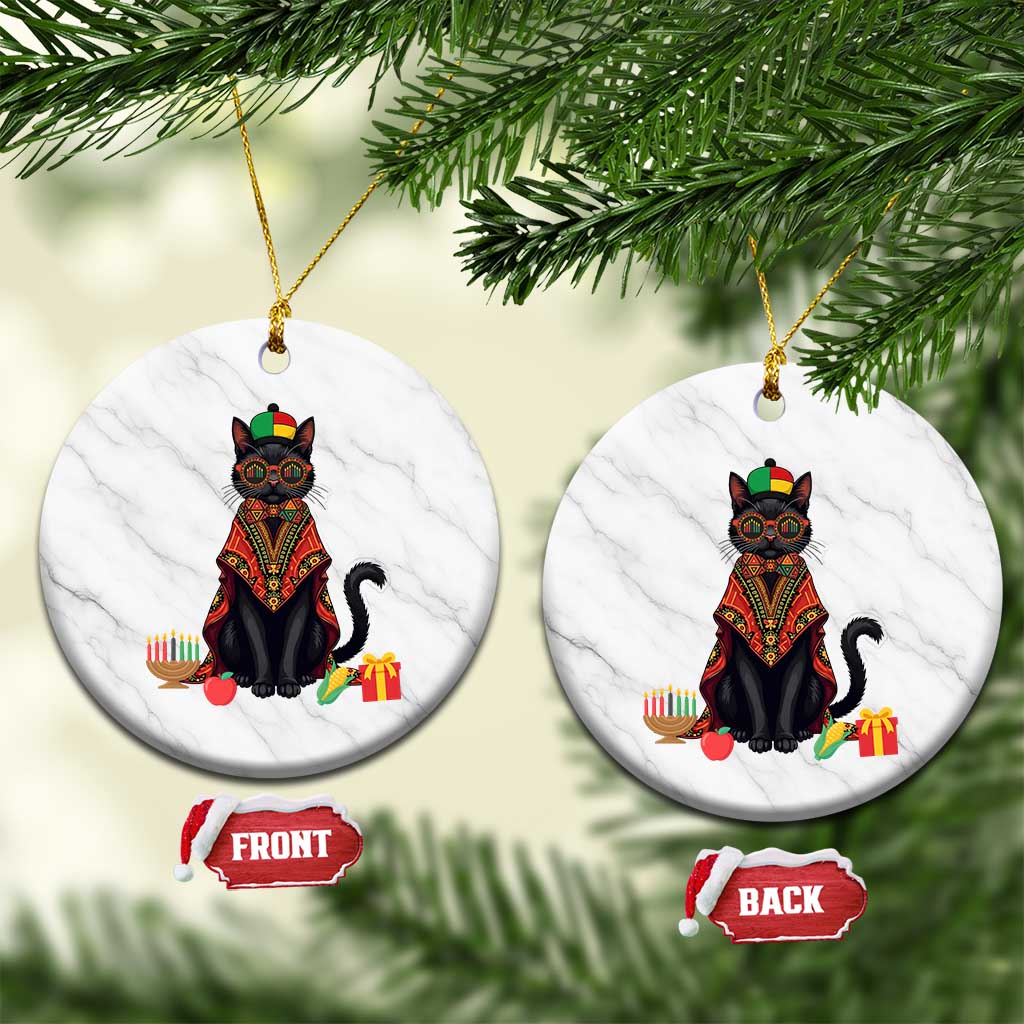 Cute Kwanzaa Cat Dashiki Ceramic Ornament African Heritage Gift TS12 1pc White Marble Print Your Wear