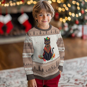 Cute Kwanzaa Cat Dashiki Ugly Christmas Sweater African Heritage Gift TS12 Mocha Mousse Print Your Wear