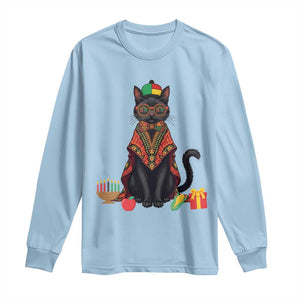 Cute Kwanzaa Cat Dashiki Long Sleeve Shirt African Heritage Gift TS12 Light Blue Print Your Wear