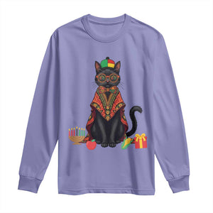 Cute Kwanzaa Cat Dashiki Long Sleeve Shirt African Heritage Gift TS12 Violet Print Your Wear