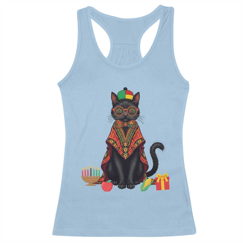 Cute Kwanzaa Cat Dashiki Racerback Tank Top African Heritage Gift TS12 Light Blue Print Your Wear