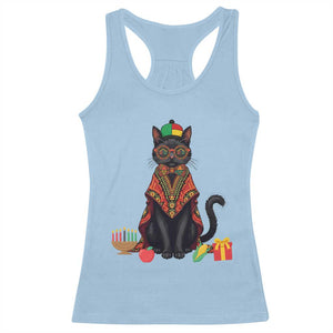 Cute Kwanzaa Cat Dashiki Racerback Tank Top African Heritage Gift TS12 Light Blue Print Your Wear