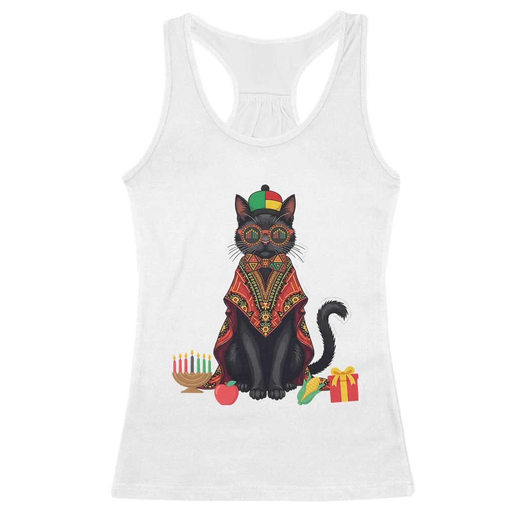 Cute Kwanzaa Cat Dashiki Racerback Tank Top African Heritage Gift TS12 White Print Your Wear