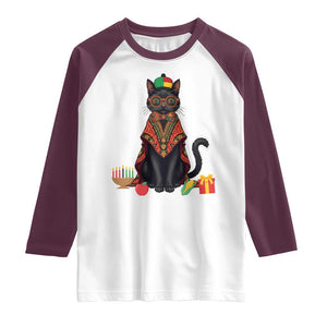 Cute Kwanzaa Cat Dashiki Raglan Shirt African Heritage Gift TS12 White Maroon Print Your Wear