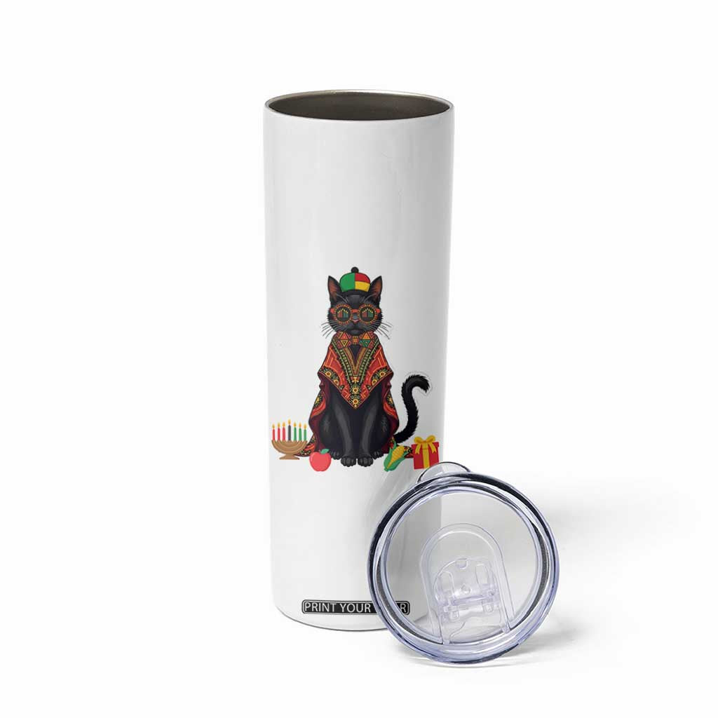 Cute Kwanzaa Cat Dashiki Skinny Tumbler African Heritage Gift TS12 Print Your Wear