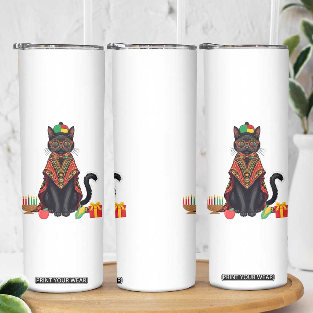 Cute Kwanzaa Cat Dashiki Skinny Tumbler African Heritage Gift TS12 Print Your Wear