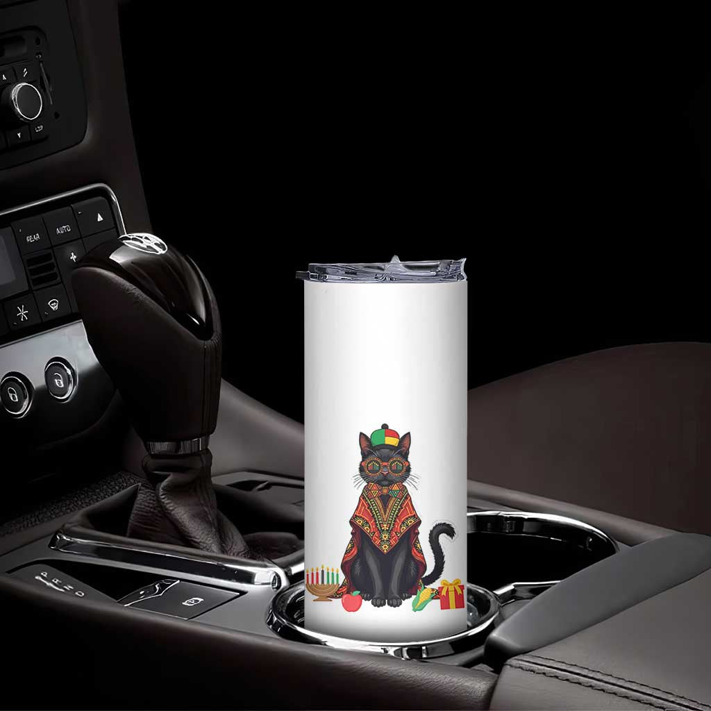 Cute Kwanzaa Cat Dashiki Skinny Tumbler African Heritage Gift TS12 Print Your Wear