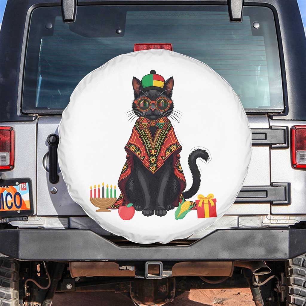 Cute Kwanzaa Cat Dashiki Spare Tire Cover African Heritage Gift TS12 No hole White Print Your Wear