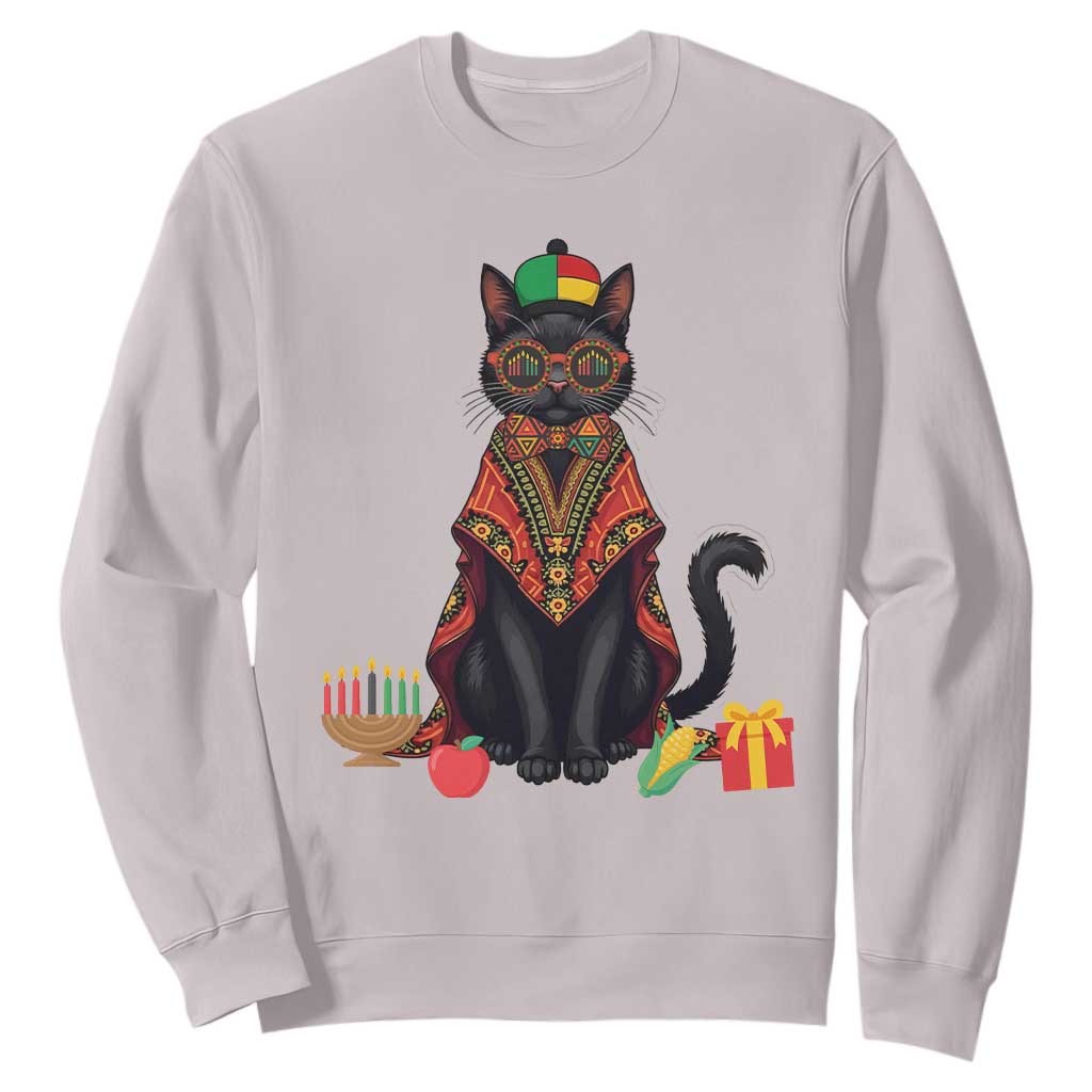 Cute Kwanzaa Cat Dashiki Sweatshirt African Heritage Gift TS12 Ice Gray Print Your Wear