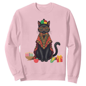 Cute Kwanzaa Cat Dashiki Sweatshirt African Heritage Gift TS12 Light Pink Print Your Wear