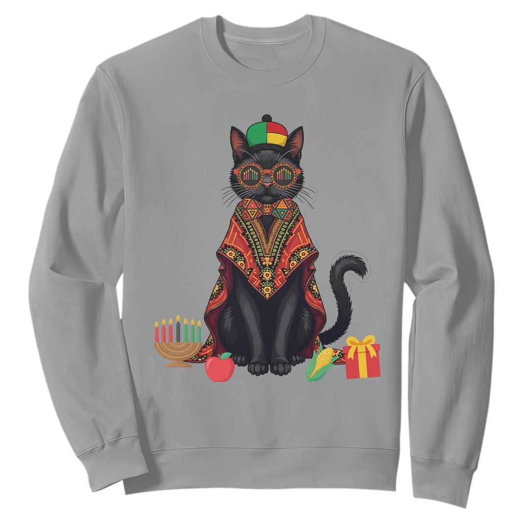 Cute Kwanzaa Cat Dashiki Sweatshirt African Heritage Gift TS12 Sport Gray Print Your Wear