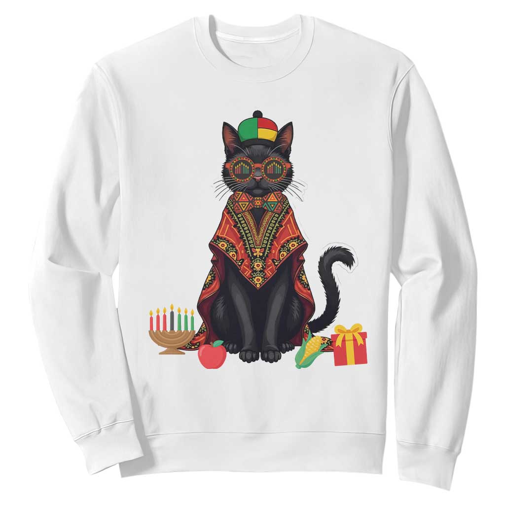 Cute Kwanzaa Cat Dashiki Sweatshirt African Heritage Gift TS12 White Print Your Wear