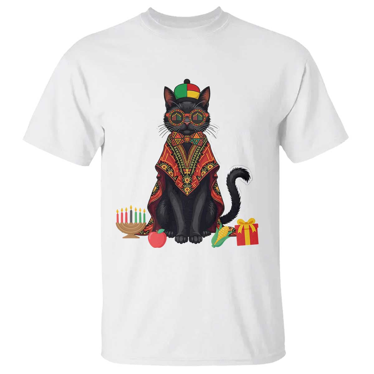 Cute Kwanzaa Cat Dashiki T Shirt African Heritage Gift TS12 White Print Your Wear