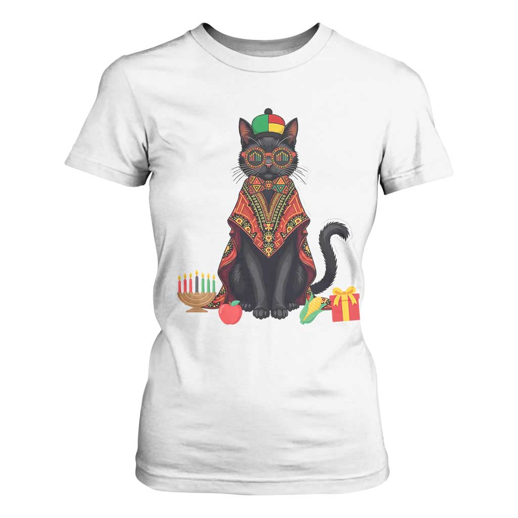 Cute Kwanzaa Cat Dashiki T Shirt For Women African Heritage Gift TS12 White Print Your Wear