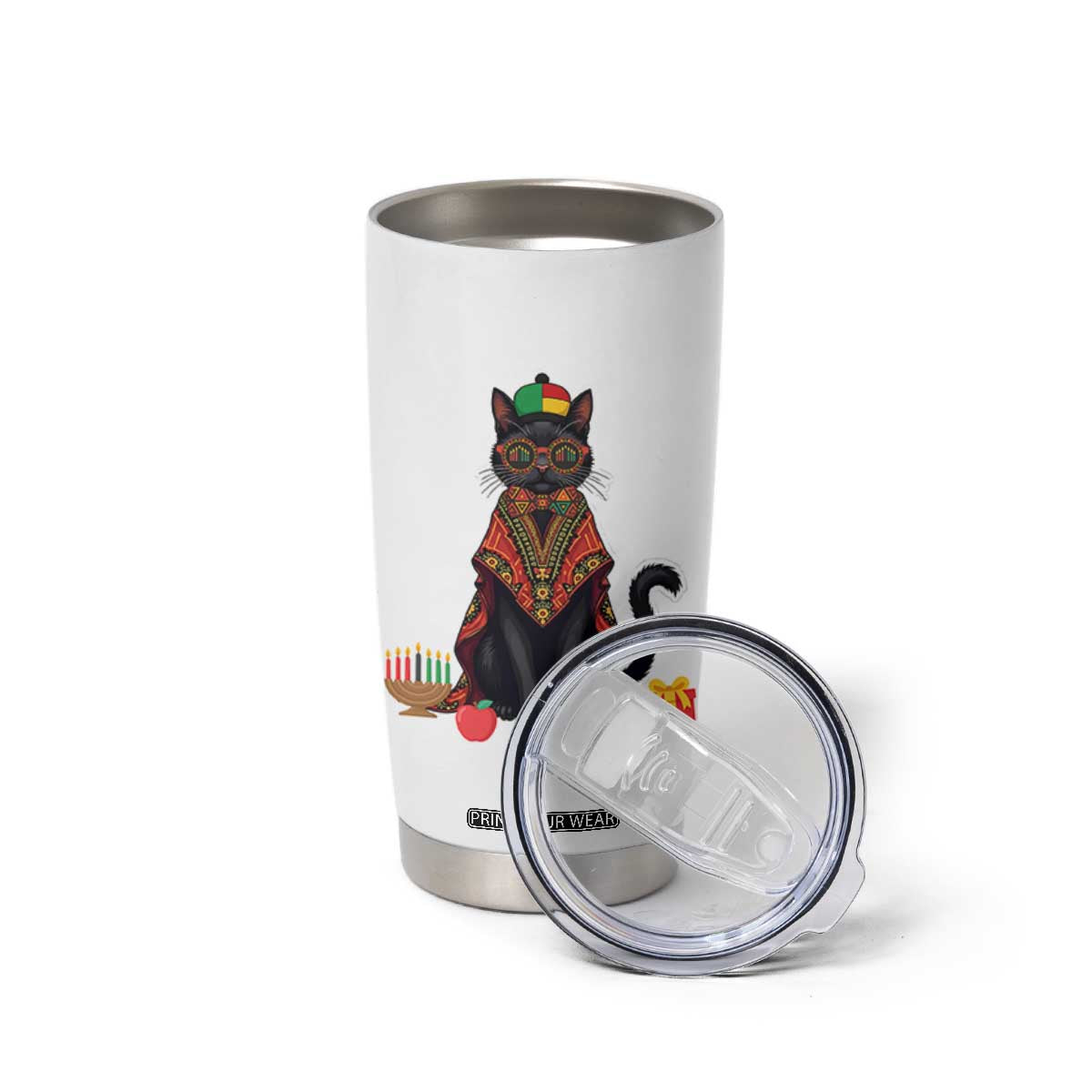 Cute Kwanzaa Cat Dashiki Tumbler Cup African Heritage Gift TS12 Print Your Wear
