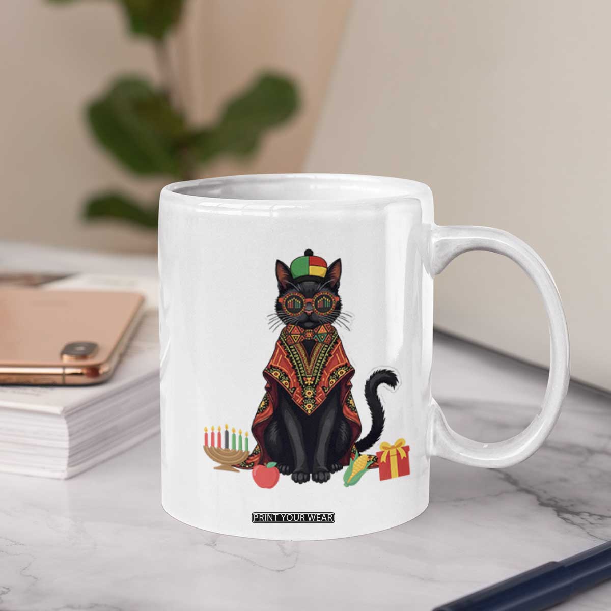 Cute Kwanzaa Cat Dashiki Coffee Mug African Heritage Gift TS12 Print Your Wear