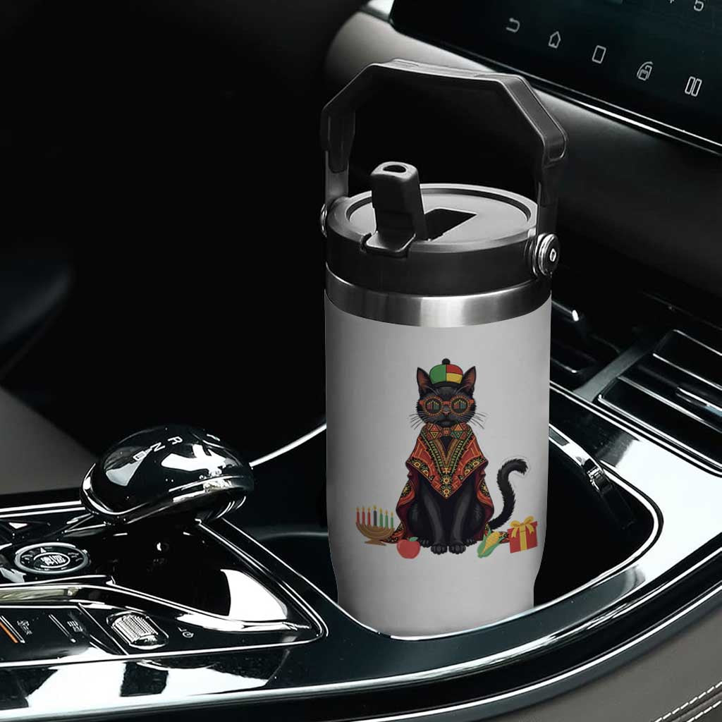 Cute Kwanzaa Cat Dashiki Flip Straw Tumbler African Heritage Gift TS12 Print Your Wear