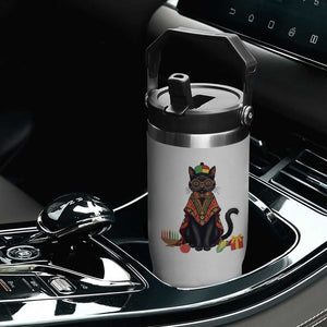Cute Kwanzaa Cat Dashiki Flip Straw Tumbler African Heritage Gift TS12 Print Your Wear
