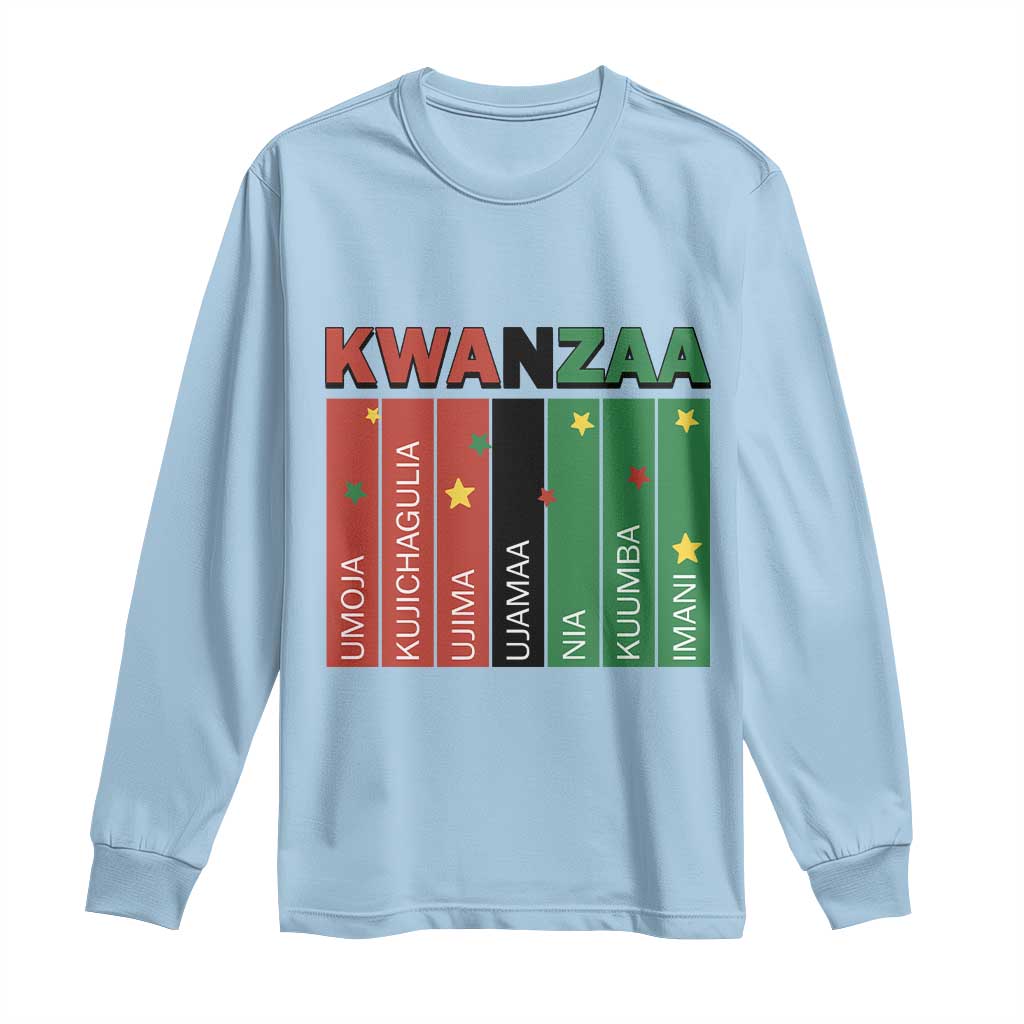 Light Of Kwanzaa Long Sleeve Shirt Nguzo Saba African Heritage Gift TS12 Light Blue Print Your Wear