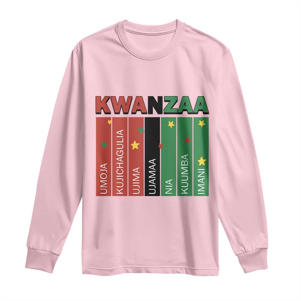 Light Of Kwanzaa Long Sleeve Shirt Nguzo Saba African Heritage Gift TS12 Light Pink Print Your Wear