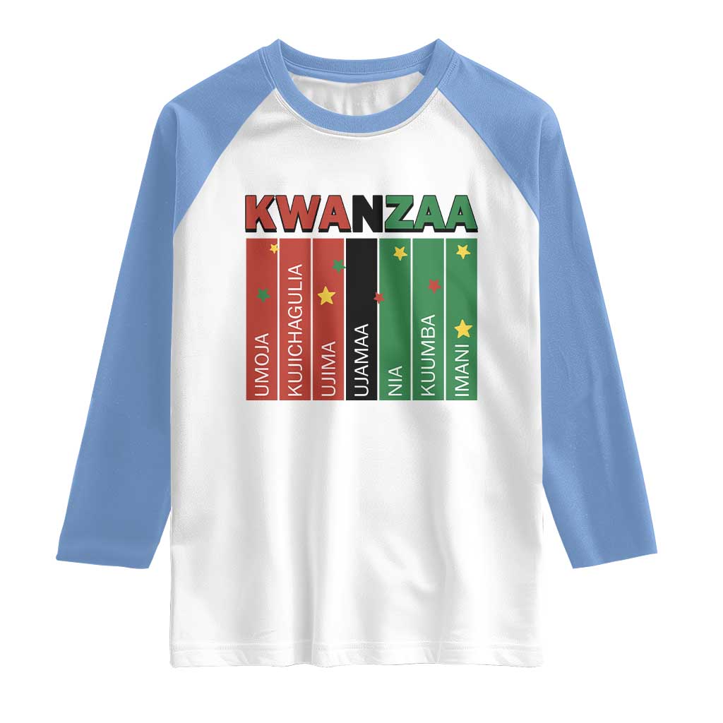 Light Of Kwanzaa Raglan Shirt Nguzo Saba African Heritage Gift TS12 White Carolina Blue Print Your Wear