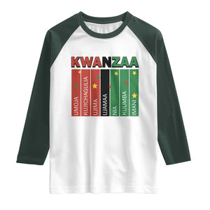 Light Of Kwanzaa Raglan Shirt Nguzo Saba African Heritage Gift TS12 White Dark Forest Green Print Your Wear