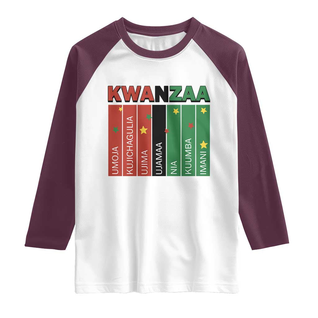 Light Of Kwanzaa Raglan Shirt Nguzo Saba African Heritage Gift TS12 White Maroon Print Your Wear
