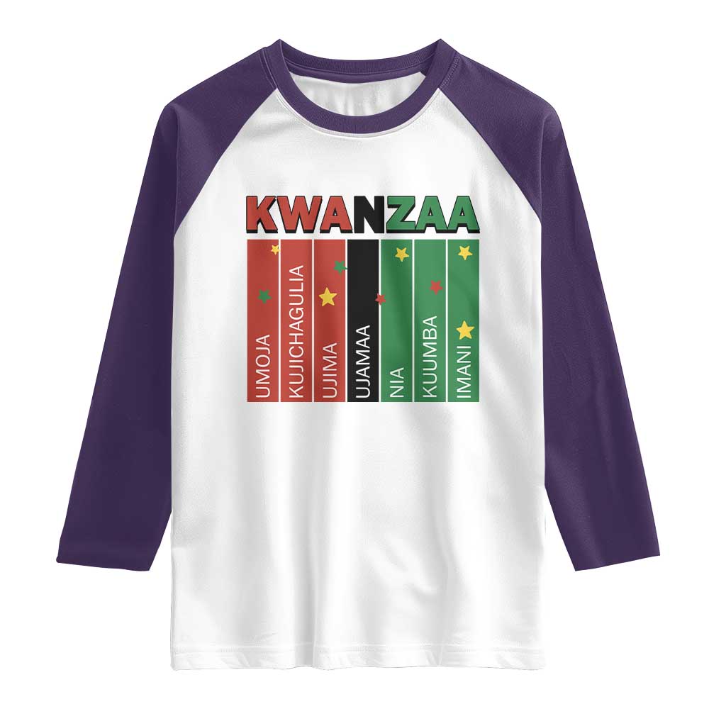 Light Of Kwanzaa Raglan Shirt Nguzo Saba African Heritage Gift TS12 White Purple Print Your Wear