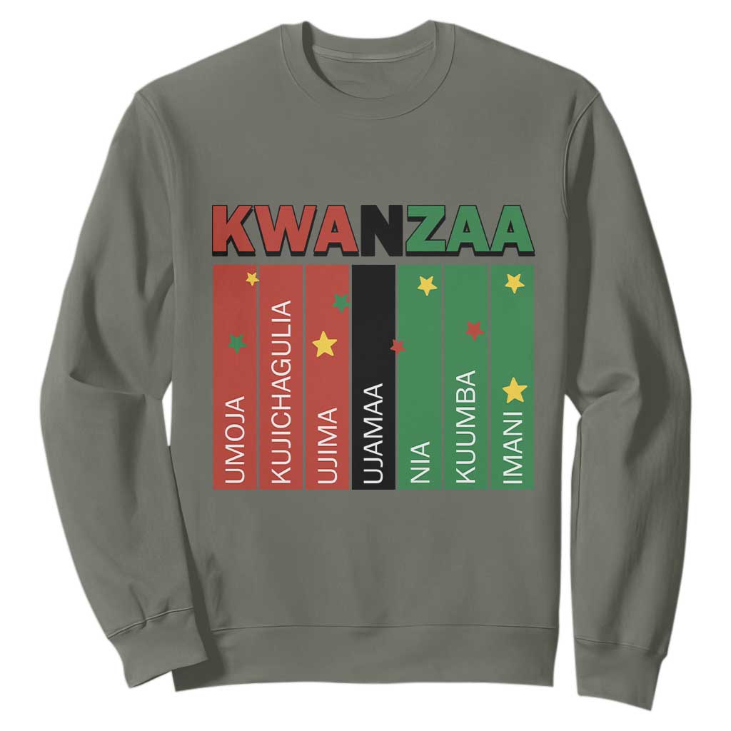 Light Of Kwanzaa Sweatshirt Nguzo Saba African Heritage Gift TS12 Military Green Print Your Wear