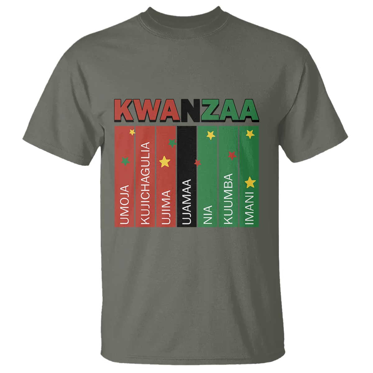 Light Of Kwanzaa T Shirt Nguzo Saba African Heritage Gift TS12 Military Green Print Your Wear