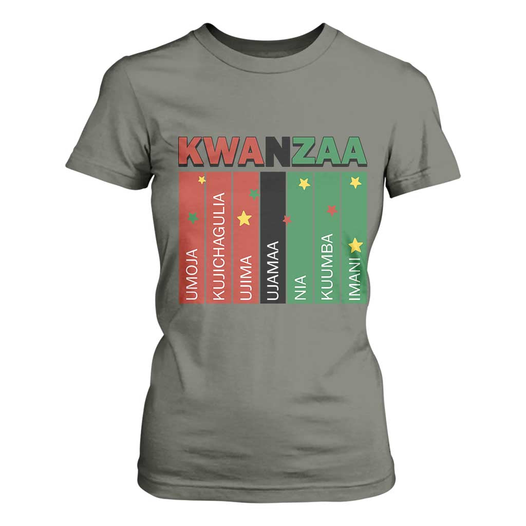 Light Of Kwanzaa T Shirt For Women Nguzo Saba African Heritage Gift TS12 Military Green Print Your Wear
