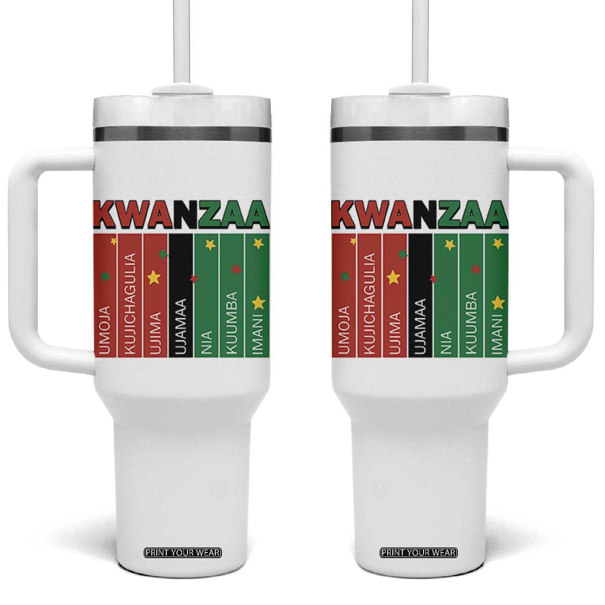 Light Of Kwanzaa Tumbler With Handle Nguzo Saba African Heritage Gift TS12 One Size: 40 oz White Print Your Wear