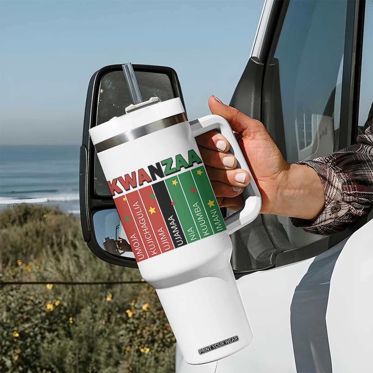 Light Of Kwanzaa Tumbler With Handle Nguzo Saba African Heritage Gift TS12 Print Your Wear