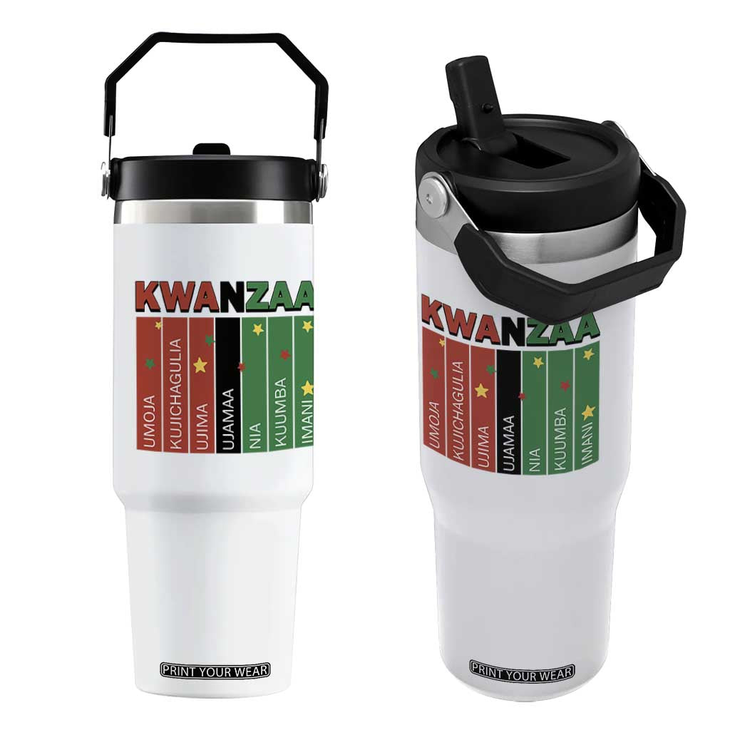 Light Of Kwanzaa Flip Straw Tumbler Nguzo Saba African Heritage Gift TS12 One Size: 30 oz White Print Your Wear
