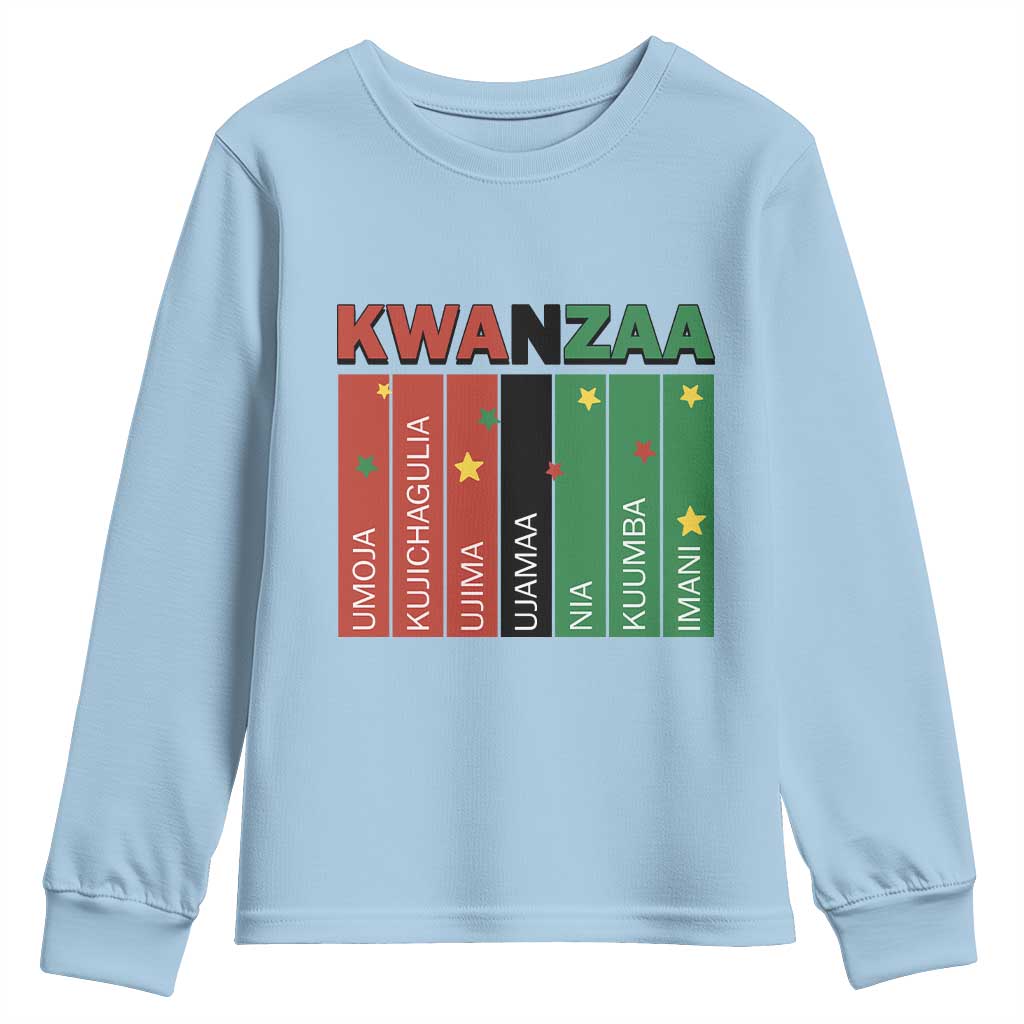 Light Of Kwanzaa Youth Sweatshirt Nguzo Saba African Heritage Gift TS12 Light Blue Print Your Wear