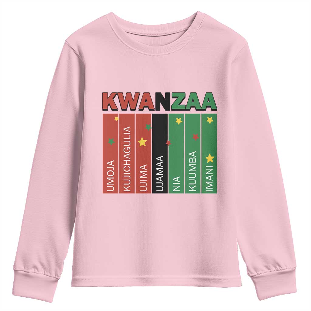 Light Of Kwanzaa Youth Sweatshirt Nguzo Saba African Heritage Gift TS12 Light Pink Print Your Wear
