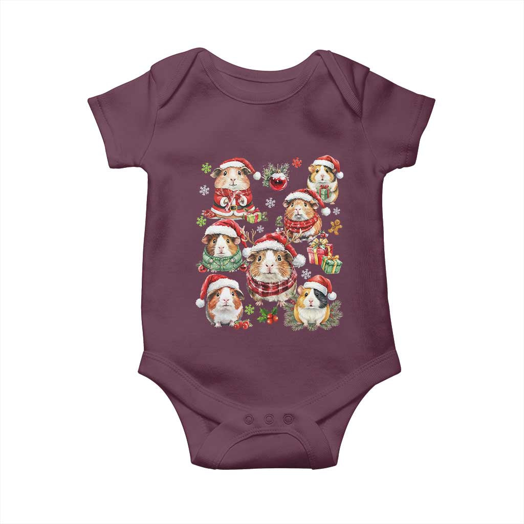 Funny Santa Cavy Squad Baby Onesie Christmas Guinea Pig Gift TS12 Maroon Print Your Wear