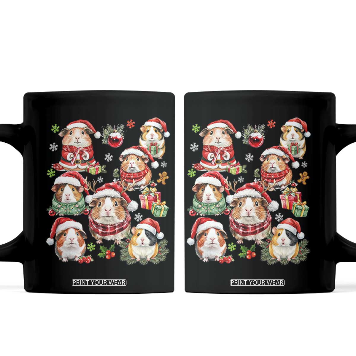 Funny Santa Cavy Squad Coffee Mug Christmas Guinea Pig Gift TS12 Black Print Your Wear