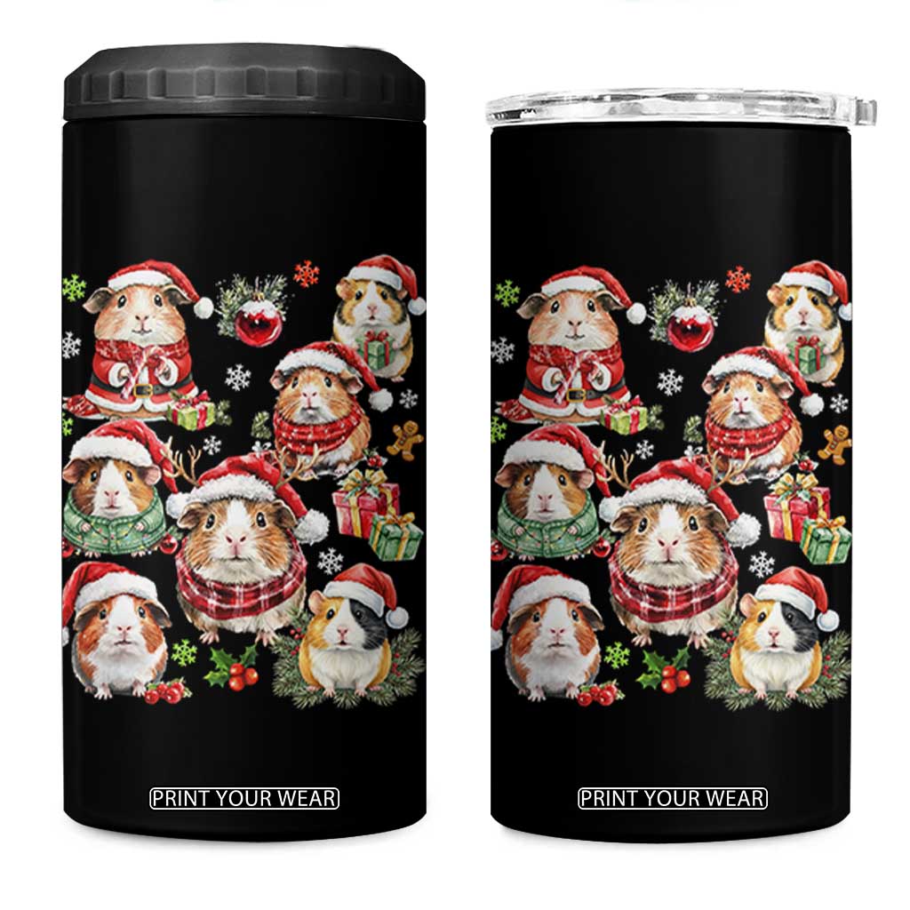 Funny Santa Cavy Squad 4 in 1 Can Cooler Tumbler Christmas Guinea Pig Gift TS12 One Size: 16 oz Black Print Your Wear