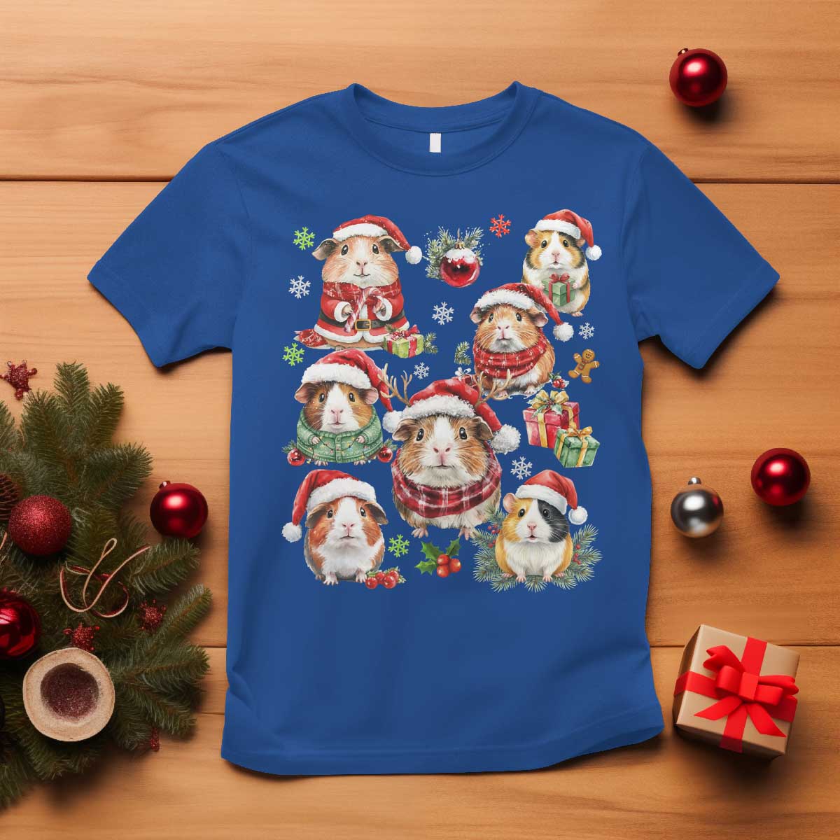Funny Santa Cavy Squad T Shirt Christmas Guinea Pig Gift TS12 Royal Blue Print Your Wear