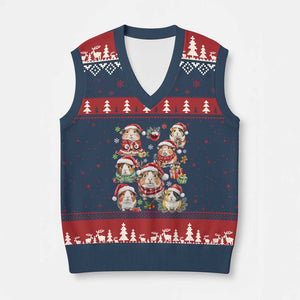Funny Santa Cavy Squad V-Neck Knit Sweater Vest Xmas Guinea Pig Gift TS12 Navy Red Print Your Wear
