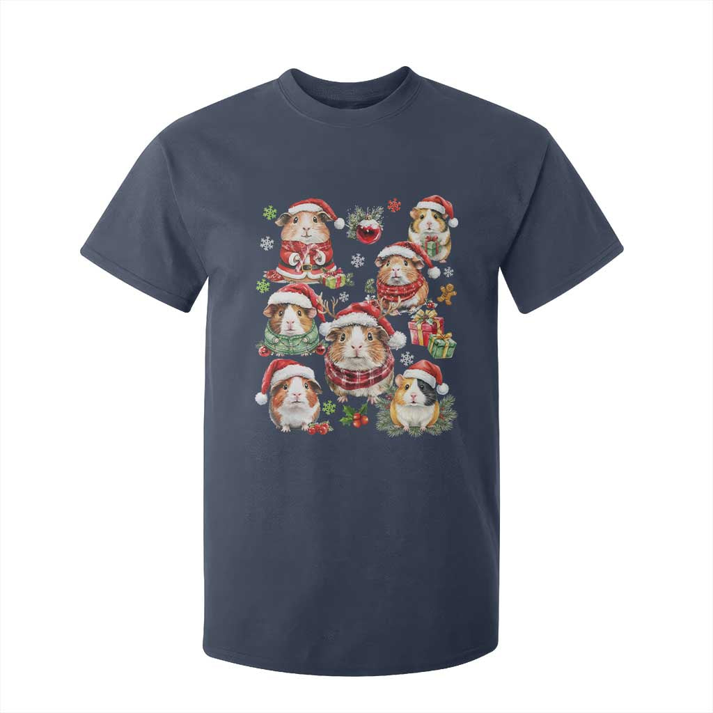Funny Santa Cavy Squad T Shirt For Kid Christmas Guinea Pig Gift TS12 Navy Print Your Wear
