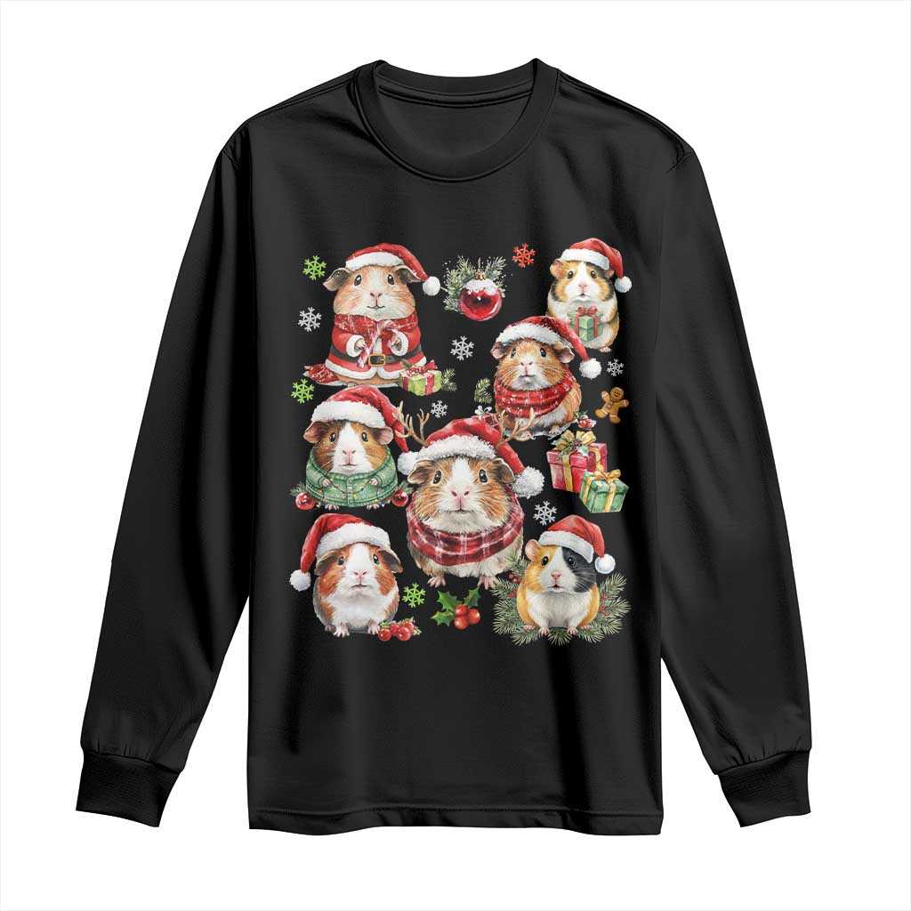 Funny Santa Cavy Squad Long Sleeve Shirt Christmas Guinea Pig Gift TS12 Black Print Your Wear