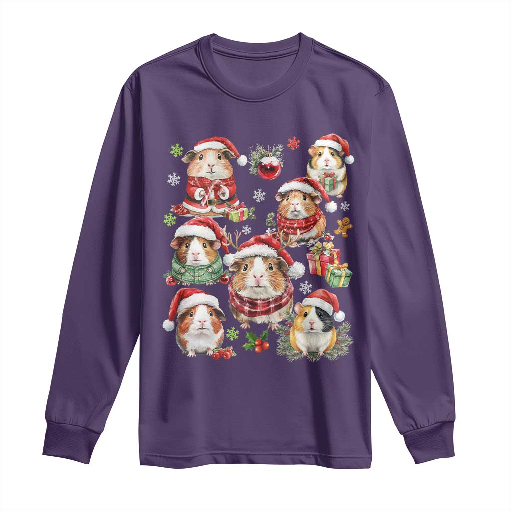 Funny Santa Cavy Squad Long Sleeve Shirt Christmas Guinea Pig Gift TS12 Purple Print Your Wear